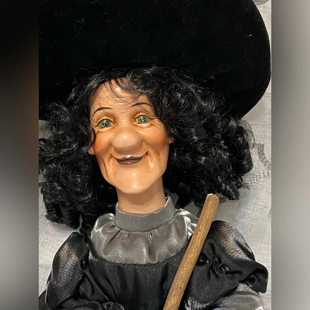 Witch Doll with Broom and Black Hat Halloween - Picture 2 of 13
